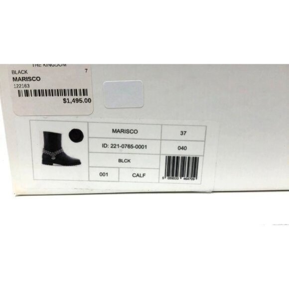 Manolo Blahnik Black Leather Ankle Boots With Silver Chain 7.5 - Picture 11 of 16